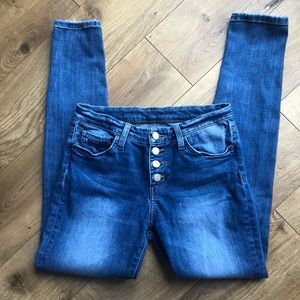 Flying Monkey Mid Rise Ankle Skinny Button Fly Medium Wash Jeans. Size 27